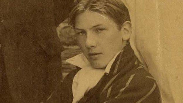 David Cuthbert Thomas in a cricket team photo from Christ College, Brecon