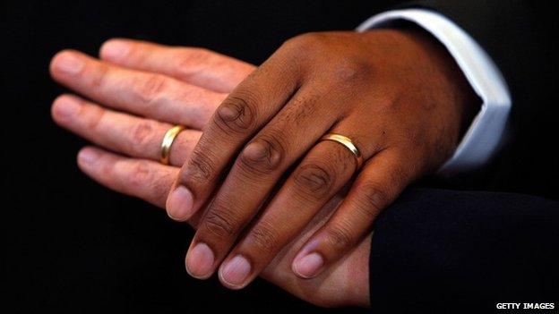 Ringed male hands