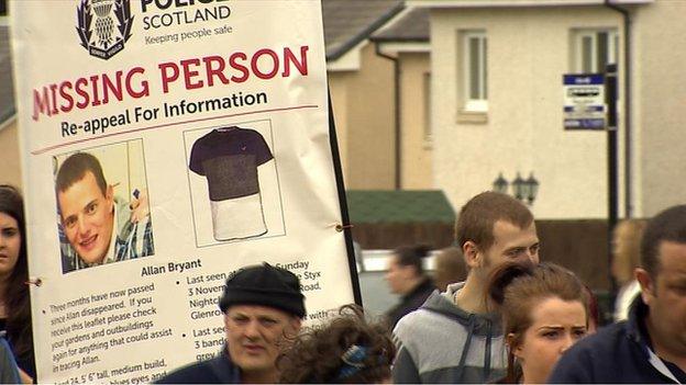 About 100 people joined the march over missing man Allan Bryant