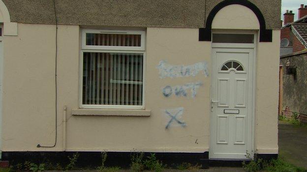 Graffiti was found sprayed on two houses