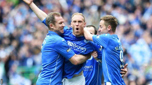 Steven Anderson is congratulated after his opening goal