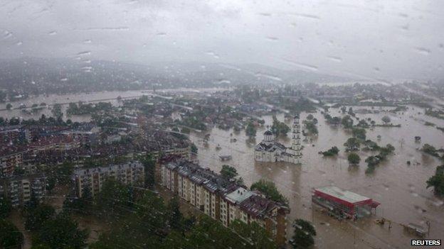 Aerial shot of the Doboj area 15/05/2014