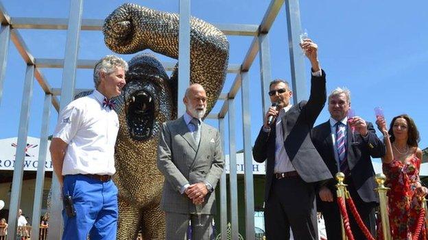 Gorilla statue unveiled by Prince Michael of Kent