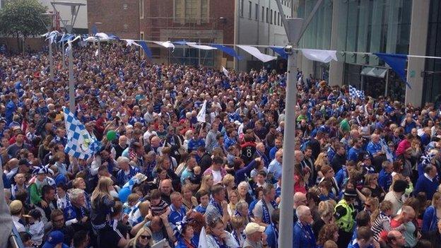 The whole of Perth town centre is a sea of blue and white