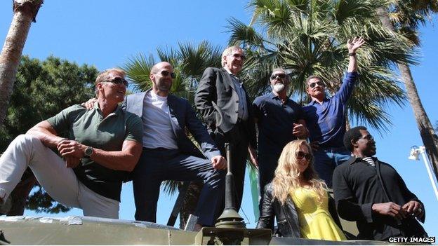 Dolph Lundgren, Jason Statham, Harrison Ford, Mel Gibson, Sylvester Stallone, Ronda Rousey and Wesley Snipes