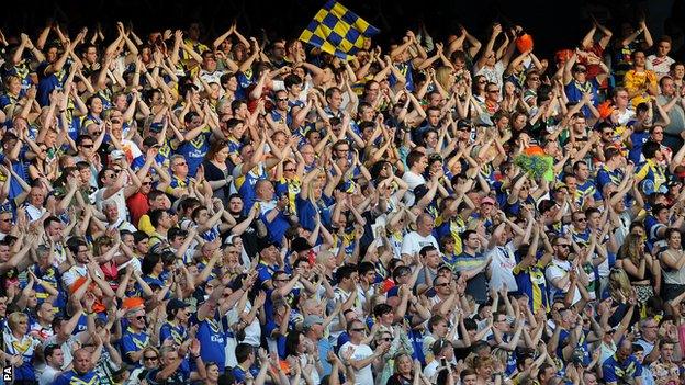 Fans at Warrington v St Helens