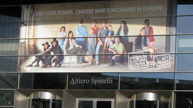 Entrance to European Parliament, Brussels - BBC pic