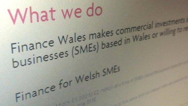 Screen grab of Finance Wales page