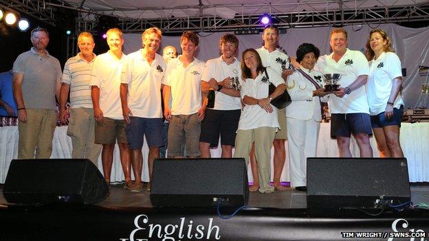 Pictured are Steve Warren (L), Paul Goslin (2nd L), Andrew Bridge (5th L) and James Male (6th L).