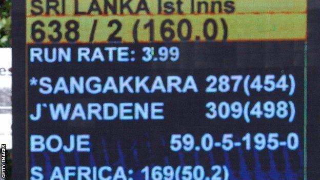 The scoreboard in Colombo reflects Kumar Sangakkara & Mahela Jayawardene's record Test stand