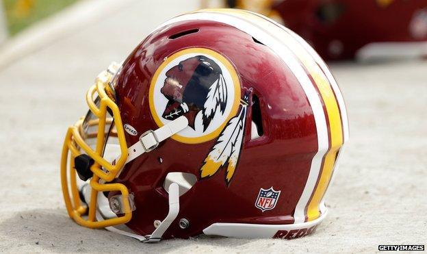 A Washington Redskins helmet