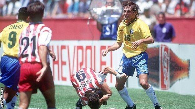 Brazil left-back Leonardo was banned for four matches after elbowing USA's Tab Ramos in 1994