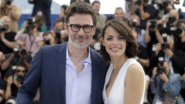 Director Michel Hazanavicius, left, and actress Berenice Bejo in Cannes