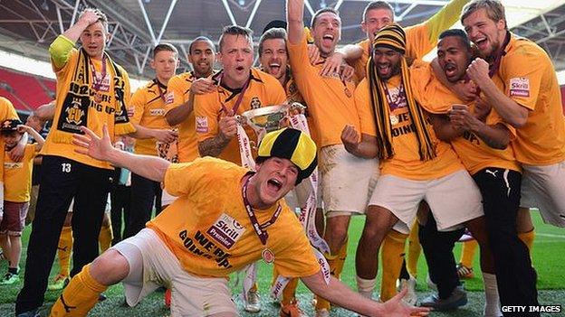 Cambridge United celebrate promotion