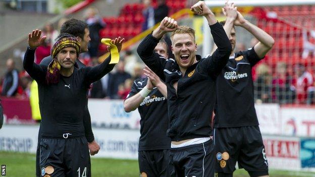 Motherwell players celebrating