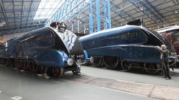 Mallard steam engine on display