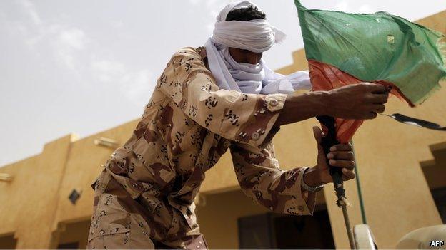 A soldier of the rebel National Movement for the Liberation of Azawad in Kidal, Mali, on 27 July 2013