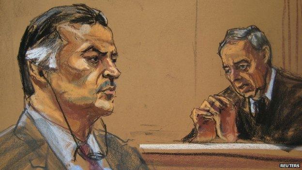 Drawing of Portillo's appearance in court