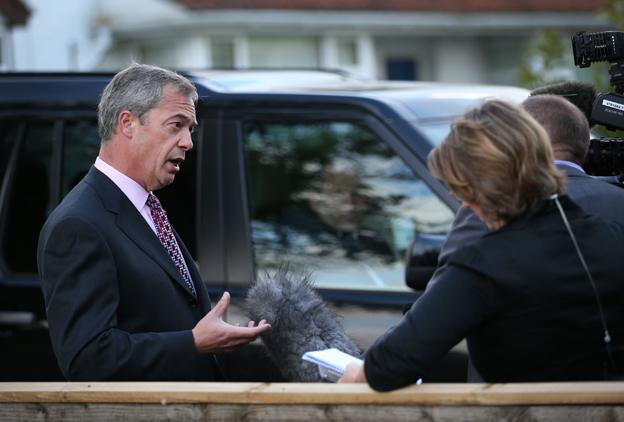 Nigel Farage being interviewed about election results, May 23