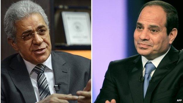 Hamdeen Sabahi (left) and Abdul Fattah al-Sisi