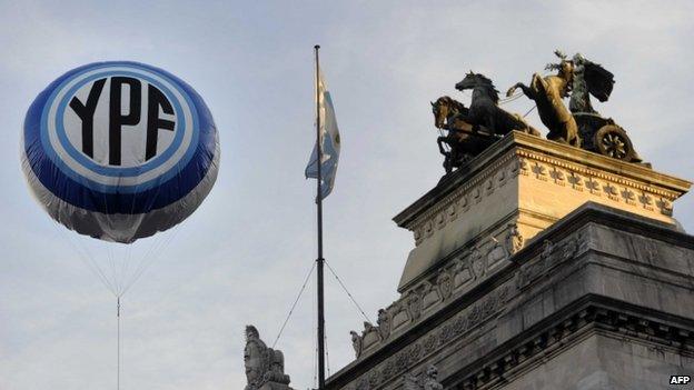 YPF logo balloon in Buenos Aires