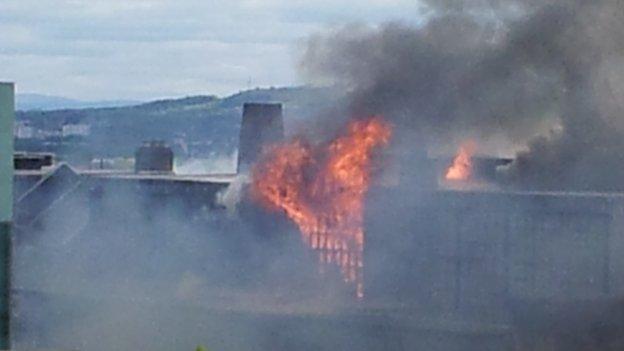 flames on the GSA roof