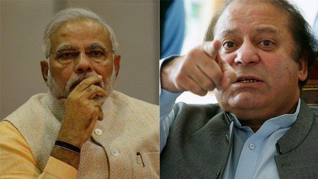 Narendra Modi (L), Nawaz Sharif (R)