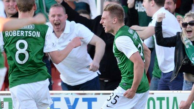 Jason Cummings celebrates against Hamilton