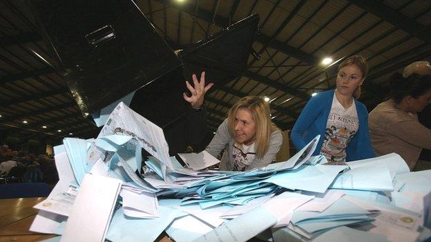 Ballot boxes being opened in Dublin