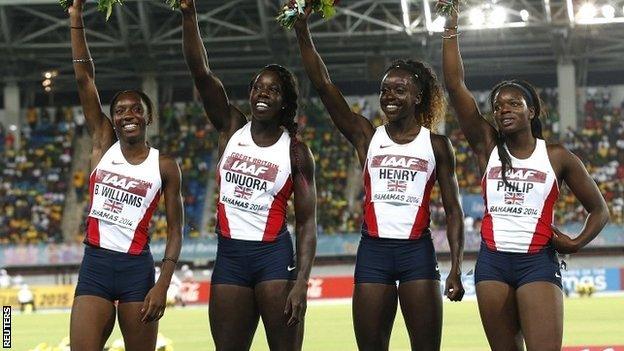 Bianca Williams, Anyika Onuora Desiree Henry and Asha Philip earn silver for GB