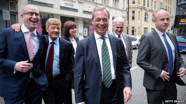 Nigel Farage heading to a post European elections press conference