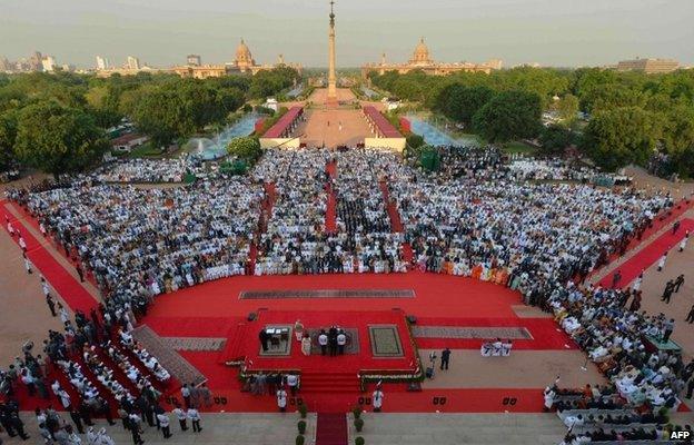 A general view of the swearing-in of Narendra Modi