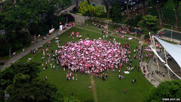 The inaugural Pink Dot event in Singapore in 2009 drew 2,500 participants.