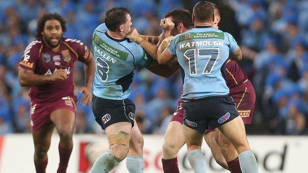 Paul Gallen and Nate Myles go head to head