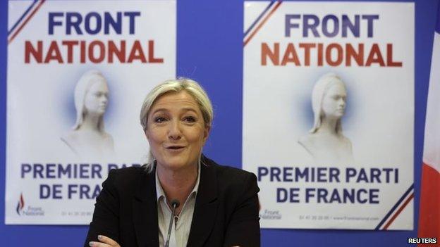 Marine Le Pen, France's National Front political party head, attends a news conference at the party's headquarters in Nanterre, near Paris, May 27, 2014