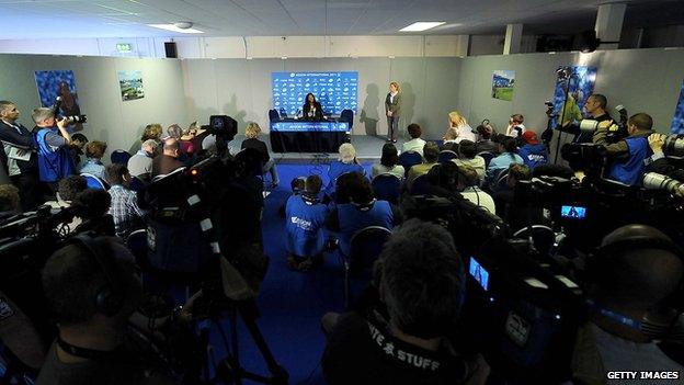 Serena Williams media conference in Eastbourne in 2011