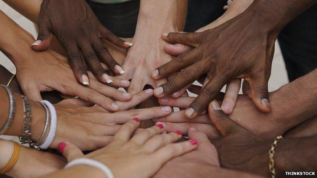 Diverse human hands