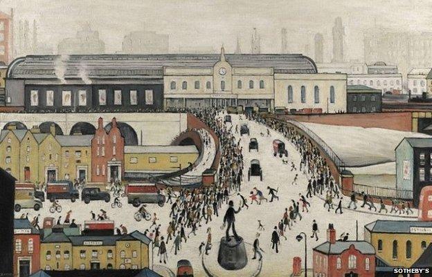 Station Approach, Manchester by LS Lowry (detail)