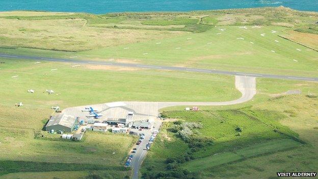 Aerial view of Alderney Airport