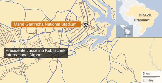 Map of Brasilia, Brazil