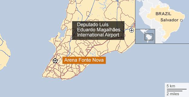 Map of Salvador, Brazil