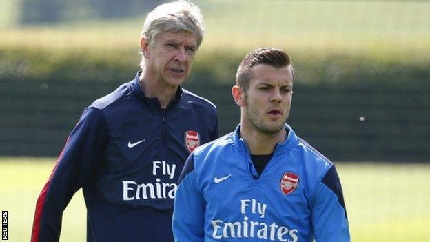 Arsene Wenger (l) and Jack Wilshere