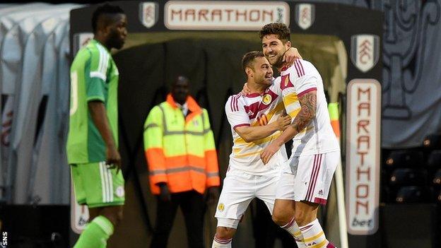 Shaun Maloney and Charlie Mulgrew celebrating