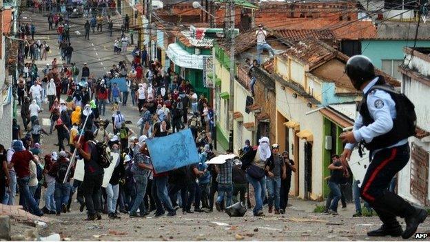 Protests in San Cristobal, Venezuela