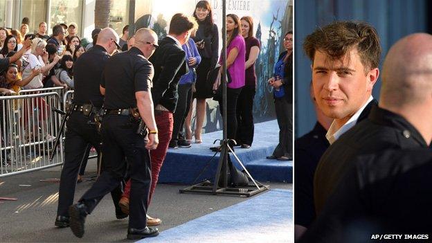 Vitalii Sediuk led away in handcuffs at Maleficent premiere