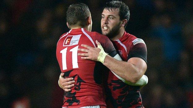 London Welsh celebrate against Bristol