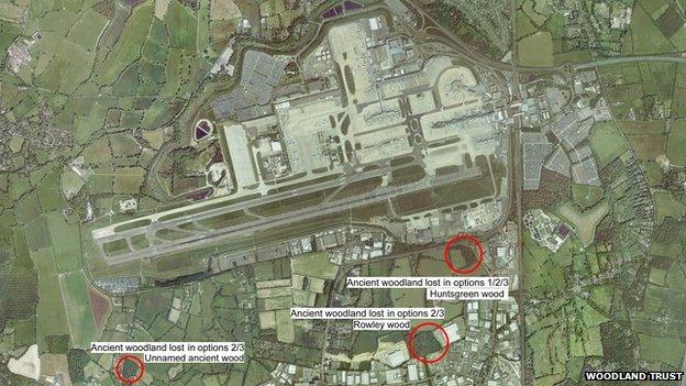 Aerial map of Gatwick Airport