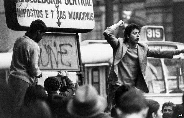 A protest in Sao Paulo in the early 1970s