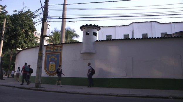 The headquarters of the military police where Caldas was held