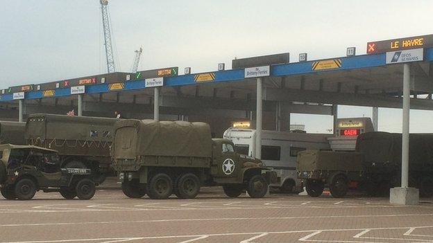 Military vehicles at Portsmouth ferry port